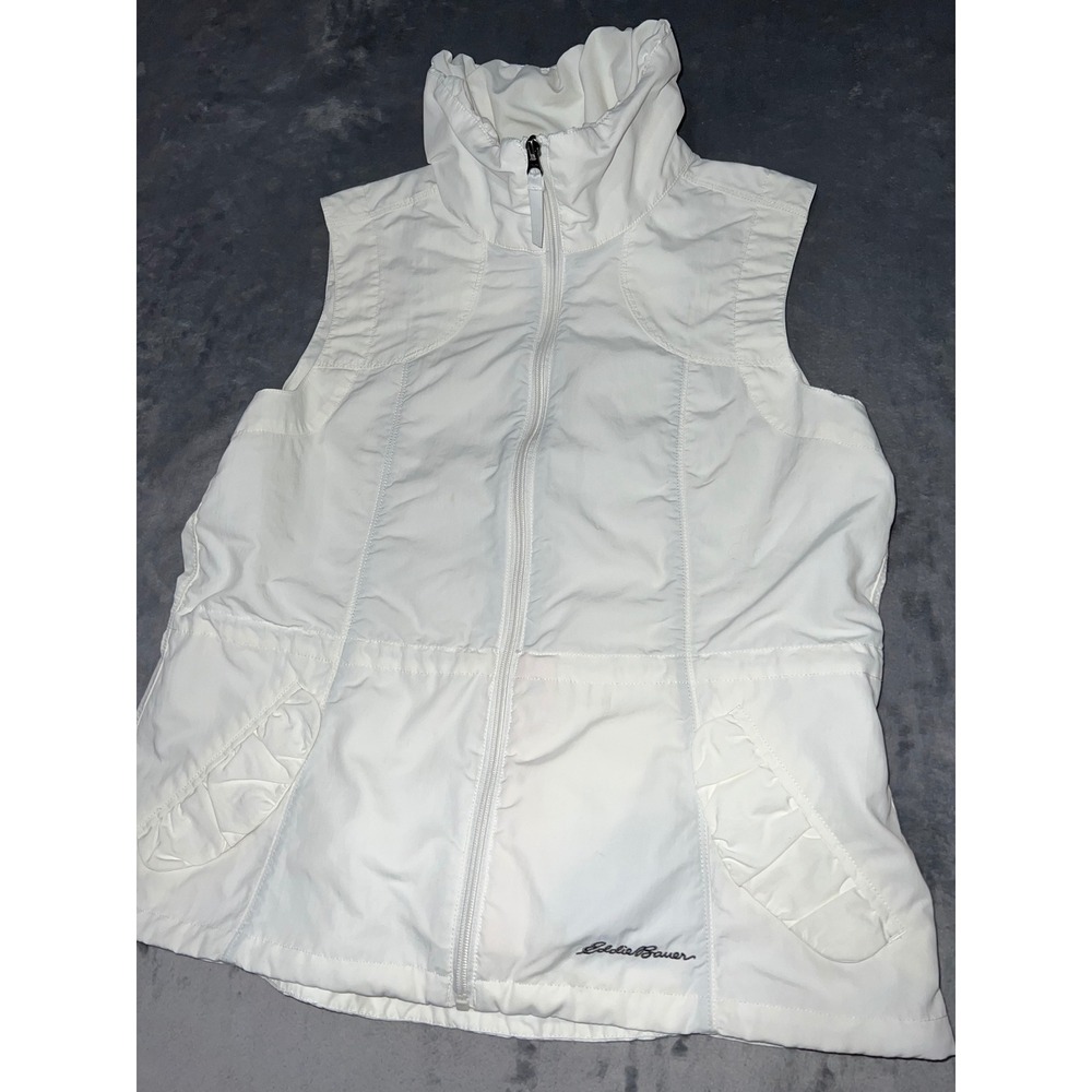 Eddie Bauer Travex Womens White Full Zip Lightweight Outdoor Travel Vest Large